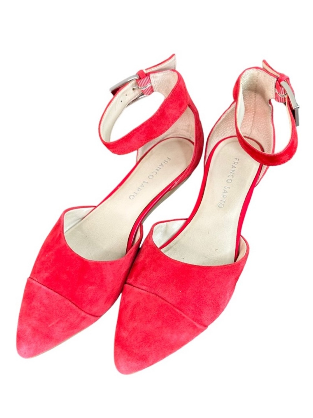 Franco Sarto Scarlet Red Pointed Flats with Ankle Strap